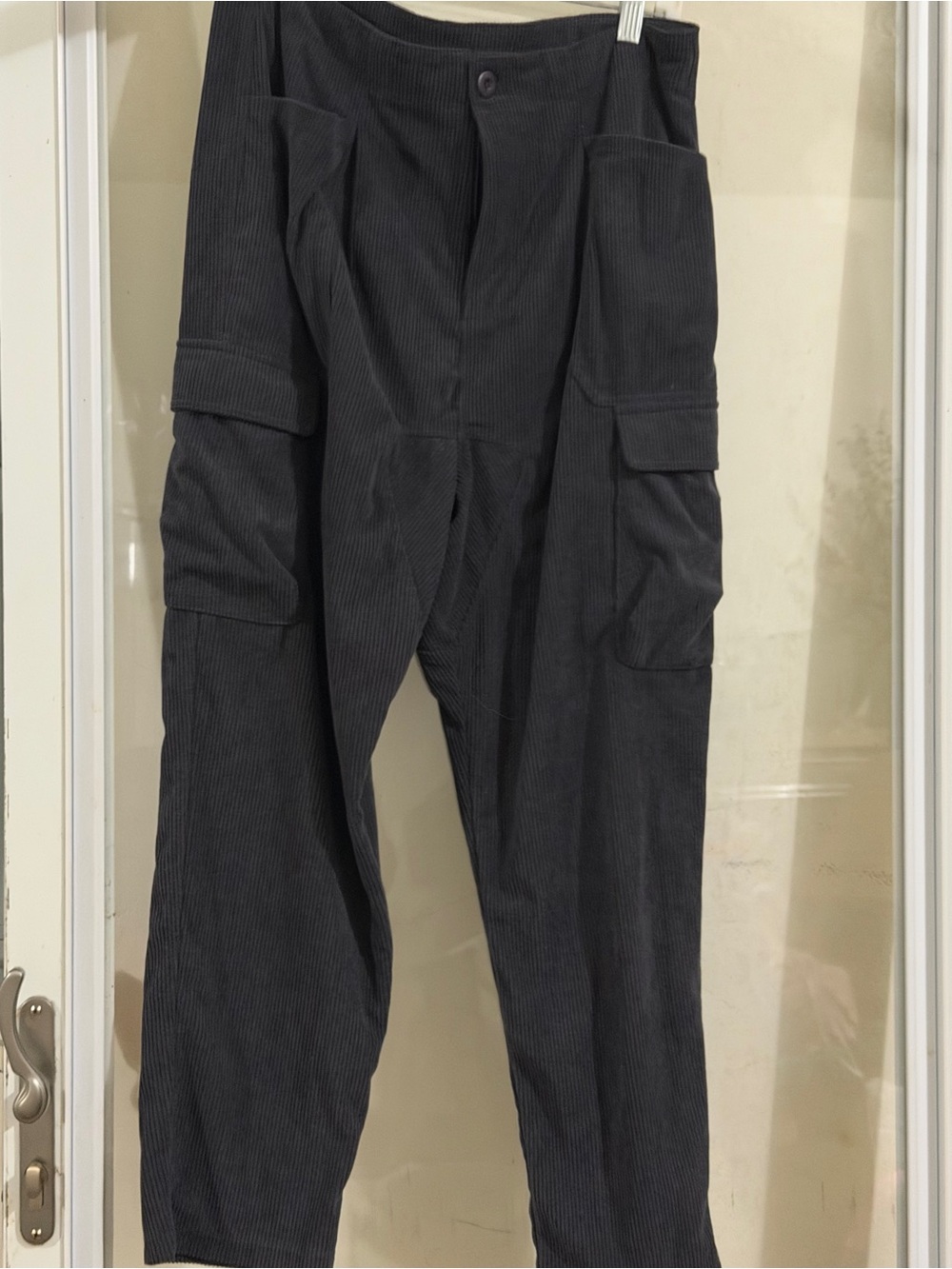 HALARA Men's Dark Gray Corduroy Cargo Pants
